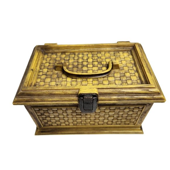 Lerner Plastic Basket Weave Plastic Hinged Sewing Storage Box Greenish Yellow - Picture 2 of 9